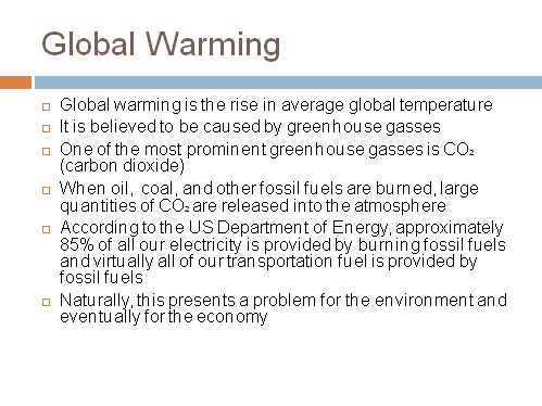 Sustainable Green Energy: Global Warming