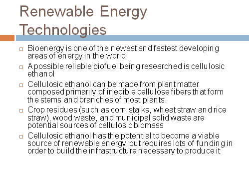 Renewable Energy Technologies
