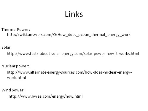Renewable Resources: Links